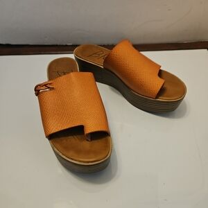 Blowfish Orange Platform Slide Sandals
